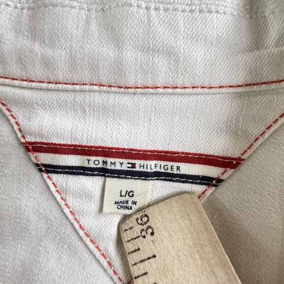 Tommy Hilfiger Jacket Womens Large Denim Stretch Jean Button Up Casual Coat Y2K - Picture 3 of 13